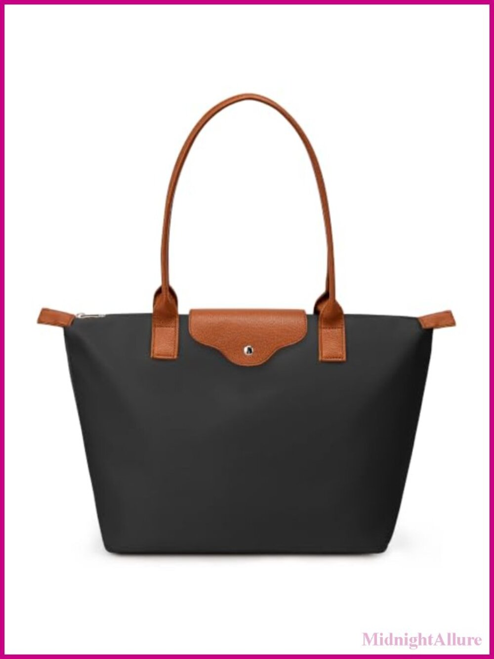 Large Nylon Tote Bag Lightweight Hobo Shoulder Purse Zip Top Travel Gym